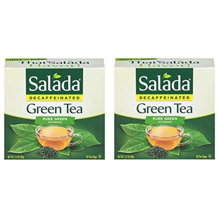 Salada Decaffeinated Pure Green Tea Bags - Naturally Decaffeinated - 40 Bags Per Box (Pack Of 2) - 80 Tea Bags Total