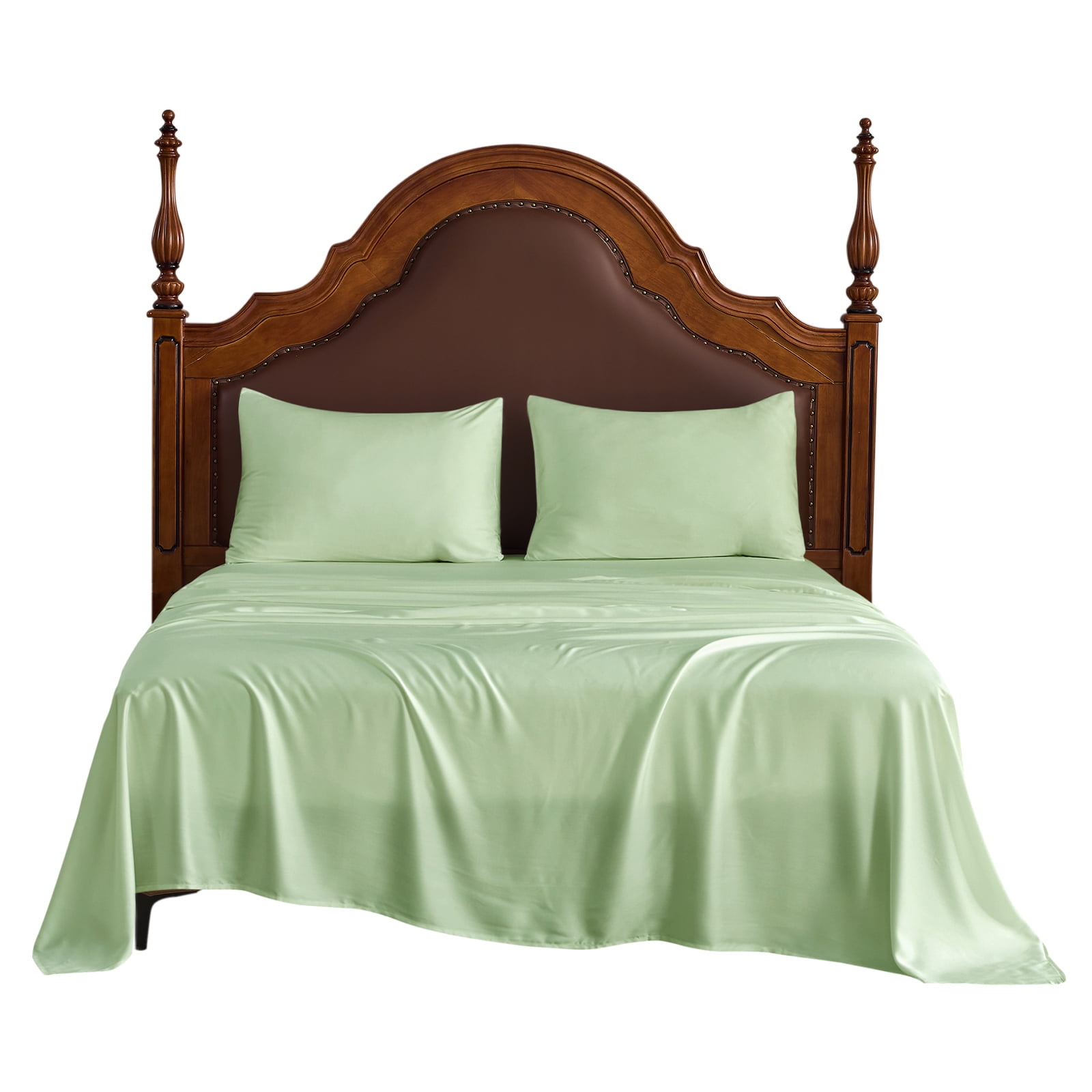 Gogreen 4PC Bamboo Queen Sheet Set, Deep Pocket Fit 16", Breathable Super Soft Luxury Hotel Style Home Decor Queen Size Sheet Set, Gift for Women, Men - 2 Pillowcases, 1 Flat Sheet, 1 Fitted Sheet