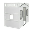 thumbnail image 6 of Harper & Bright Designs Twin Size House Loft Bed with Window and Door, Solid Wood Playhouse Loft Bed Frame with Full Length Guardrail, White+gray, 6 of 15