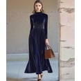 thumbnail image 6 of Velvet Dress for Women High Neck Long Sleeve Elegant Flowy Maxi Wedding Party Formal Gown Evening Dress XL, 6 of 7