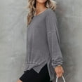 thumbnail image 4 of Maplenight Long Sleeve Shirts for Women Waffle Crew Neck Tunic Tops Fall Winter Solid Loose Casual Blouses for Women, 4 of 8