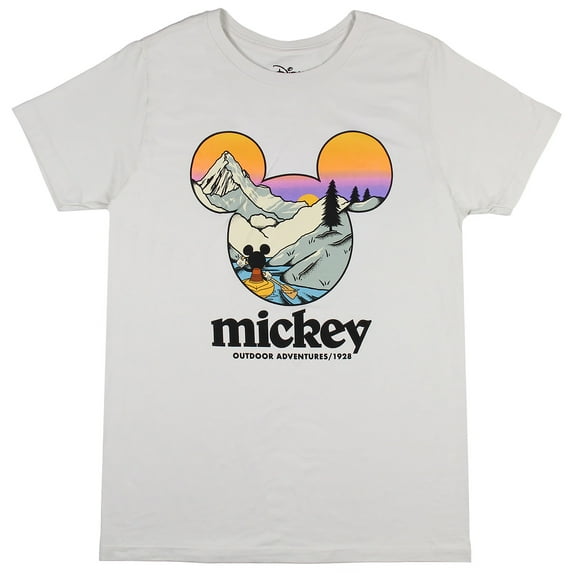 Disney Mickey Mouse Mens' Outdoor Adventures Scenic Graphic T-Shirt, S Stone