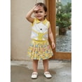 thumbnail image 4 of BemeyourBBs Baby Girl Back to School Outfit Kids Pre Kindergarten Outfits Toddler Baby Girl Summer Clothes Sleeveless Collared Button Tank Vest Tops and Book Pencil Printed Pleated Skirt Set, 4 of 9