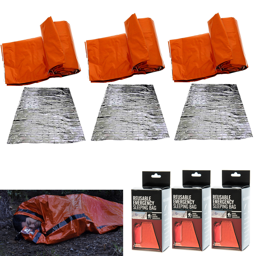3 Heavy Duty Sleeping Bag Emergency Survival Hiking Thermal Blanket