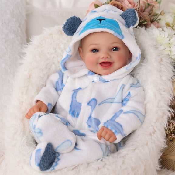 RSG Reborn Baby Dolls Boy, 17 Inch Adorable Smile Real Life Poseable Lifelike Doll for Boy Soft Vinyl and Cloth Body Baby Dolls with Clothes and Toy Gift for Kids Age 3