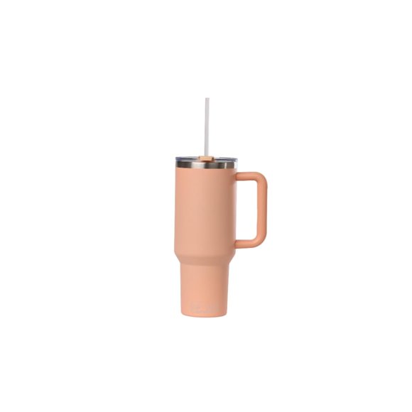 Sip+Sea Cayman Vaso De Acero Inoxidable De 40 Oz Con Tapa Con Asa Y Pajita | Aislamiento Al Vacío De Doble Pared