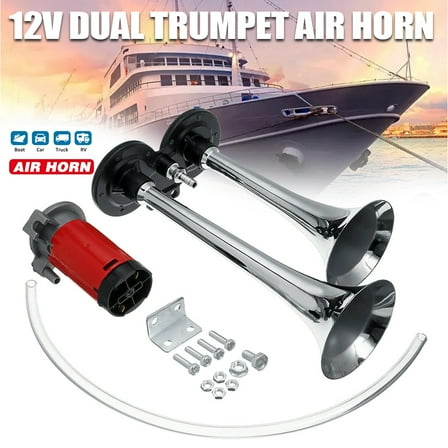 1000DB 12V Dual Trumpets Super Loud Car Electric Horn Truck Boat Train Speaker