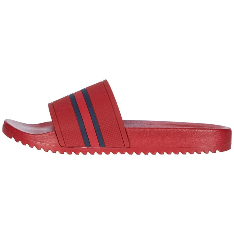Red tommy hilfiger slides hotsell