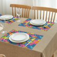 thumbnail image 3 of Colorful Cartoon Dinosaurs Geometric Pattern Summer Placemats Table Placemats Set Of 4-Linen Kitchen Washable Placemats Table Mats 11.8"x17.7" Non-Slip Heat Resistant, 3 of 6