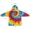 thumbnail image 7 of Colorful Rainbow Tie Dye Spiral Pattern Blanket Hoodies for Kids 6-13YR Oversize Wearable Blanket Hoodies for Boys Girls Teens, 7 of 7