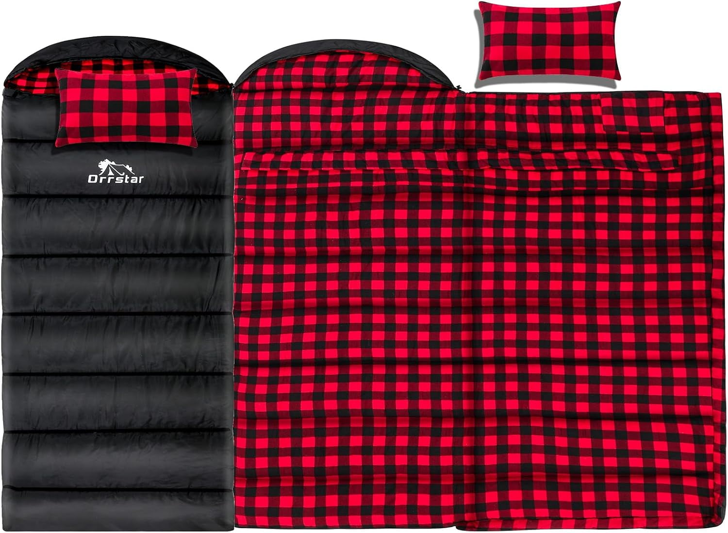 Sleeping Bag Cold Weather Bags for Adults 0 Degree with Pillow Extra Large Flannel Big and Tall XXL Warm Winter Zero Camping