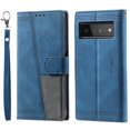 thumbnail image 1 of Mantto Compatible with Google Pixel 7 Pro Case, Wallet Flip Cover with Card Holder and Wrist Strap PU Leather Kickstand Caredit Card Slots Classic Phone Case Cover for Google Pixel 7 Pro,Blue, 1 of 10
