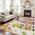 thumbnail image 2 of Watercolor Floral Gnomes Area Rugs 8'x10', Washable Small Throw Rugs for Living Room Patio, Spring Garden Butterflies Beige Indoor Outdoor Rug Non-Slip Low Pile Carpet Runner Reversible Floor Mats, 2 of 8