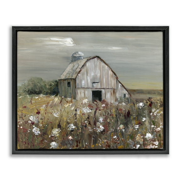 Stupell Industries Natural Farm Landscape Landscape & Nature Painting Black Floater Framed Canvas Art Print Wall Art, 21 x 17