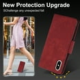 thumbnail image 7 of Compatible for iPhone XS/X Wallet Case,RFID Block Flip PU Leather Phone Cover with Wrist Supports Wireless Charging with Credit Card Holder Kickstand Heavy Duty Phone Cover,Red, 7 of 7