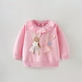 thumbnail image 2 of Byoo Toddler Girls Cute Sweatshirt Animal Rabbit Print Long Sleeve Pullover Top for Kids Soft Casual Sweatshirts, Pink, 2 of 9