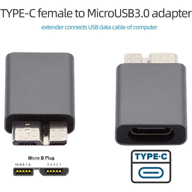 CY Adapter USB-C USB 3.1 Type C Female to Micro USB 3.0 Male Data Adapter 10Gbps Data Power for Laptop SSD Disk
