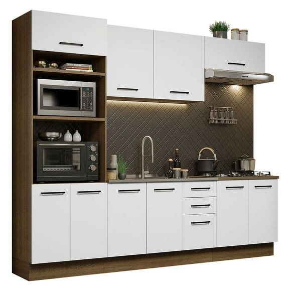 Cocina Integral MADESA Agata 270cm Marrón/Blanco