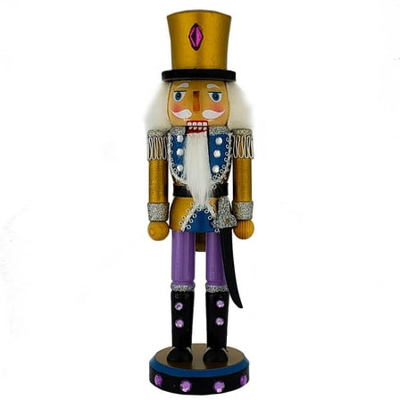 Soldier Nutcracker Gold Purple and Black Sword 10 inch