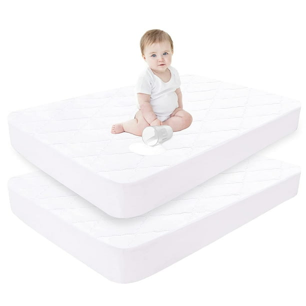 2 Pack 28"x52" Waterproof Breathable Crib Mattress Protector, Quilted