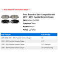 thumbnail image 2 of Front Brake Pad Set - Compatible with 2010 - 2016 Hyundai Genesis Coupe 2011 2012 2013 2014 2015, 2 of 2
