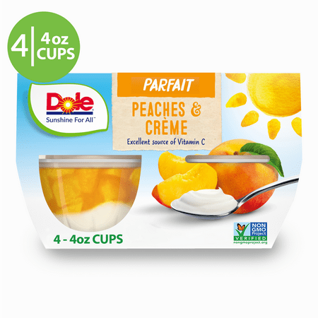 (4 Cups) Dole Fruit Bowls Peaches and Crème Parfait, 4.3 oz