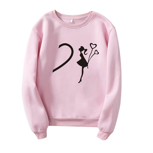 TSADFHJI Hauts pour Femmes Justaucorps Simple et Décontracté Grand Cœur Imprimé T-Shirt à Manches Longues Col Rond Vêtements pour Femmes