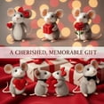 thumbnail image 4 of Valentines Day Felt Mouse Ornaments, Handmade Wool Felt Mouse Holding Heart,Cute Needle Felted Mice Figurine, Mini Wool Mice Figurines,Festive Tabletop Felt Doll Gift for Valentines Day, 4 of 9