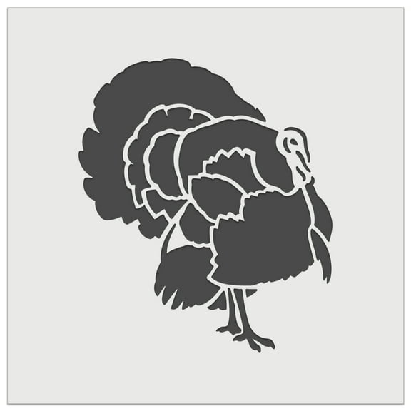 Male Turkey with Feathers Out Thanksgiving DIY Cookie Wall Craft Stencil - 5.5 Inch