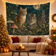 thumbnail image 3 of Cats Night Forest with Two as Figures, Playful Illustration for Cat Lovers, Cat Wall Art, Valentine'S Day Gift, Tapestry Wall Hanging for Bedroom, Living Room and Dorm, 3 of 7