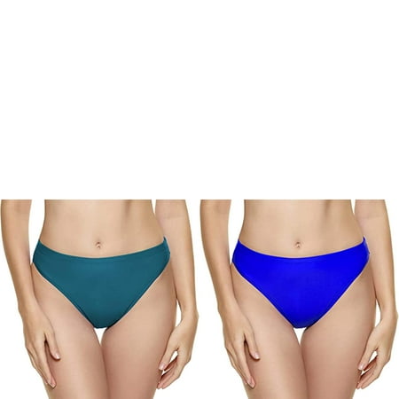 Wijhcboe 2 Pack Women Womens Swim Bottoms Full Coverage Vintage Print Low Waist Brazilian Bikini Bottom Swimwear Briefs Beachwear Brazilian Bikini Bottom Side Tie Thong Bathing Swimming Pants for Me