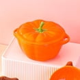 thumbnail image 4 of Fall Pumpkin Ceramic Bowl with Lid, Microwave & Dishwasher Safe Pumpkin Soup Bowl with Handle, Pumpkin Decor Storage Jar for Home Thanksgiving Halloween Party, Pumpkin Dish,Halloween (Orange), 4 of 6