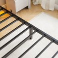 thumbnail image 3 of Heavy Duty Twin Size Platform Bed Frame Featuring USB Charging & LED Strip, No Box Spring, Sturdy Slats, Brown, 3 of 14