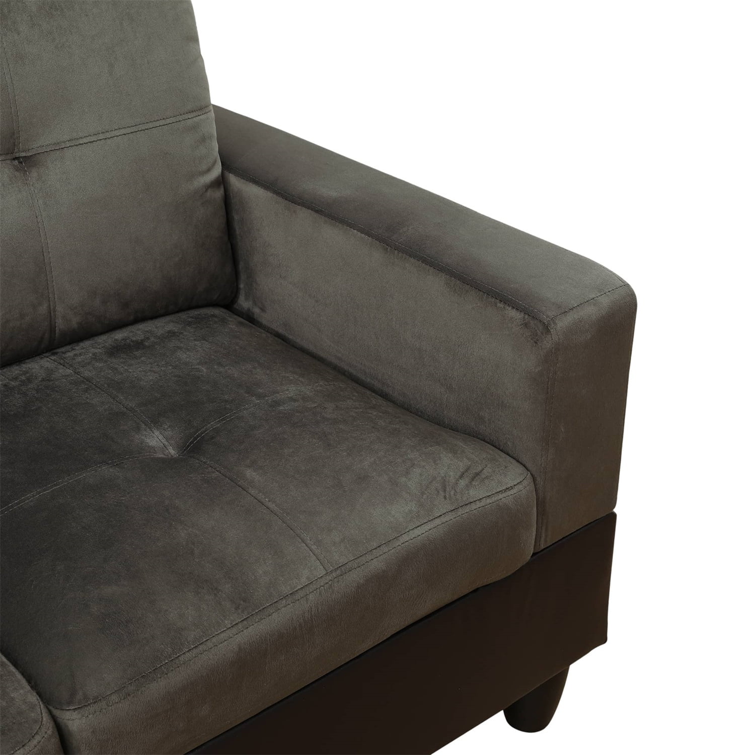 Hommoo Sofa Set, Flannel And PVC 2-Piece Couch Living Room Sofa Set,Taupe