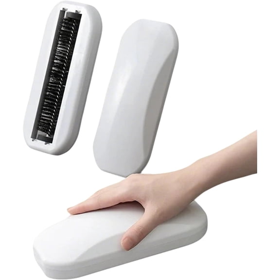 Portable Pet Hair & Crumb Remover Brush, Handheld Crumb Sweeper for Table Bed Sheet Clothes Sofa, Reusable Manual Rolling Static Brush Dust with Built-in Storage for Cloths Pets Hair Removal(M)