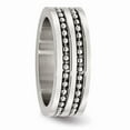 thumbnail image 4 of Stainless Steel 8mm Double Row Beaded Brushed  Polished Band, 4 of 6