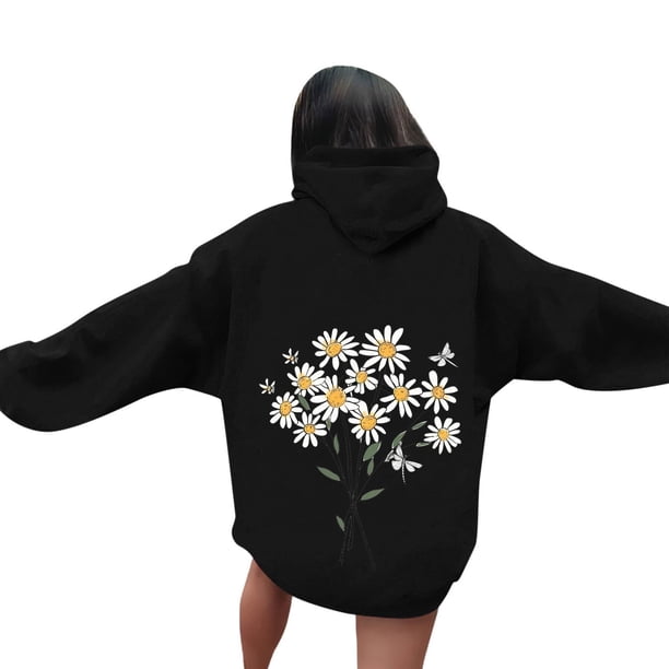Tnhcen Women's Fall Favorite Floral Print Hoodie | Casual Stretchy