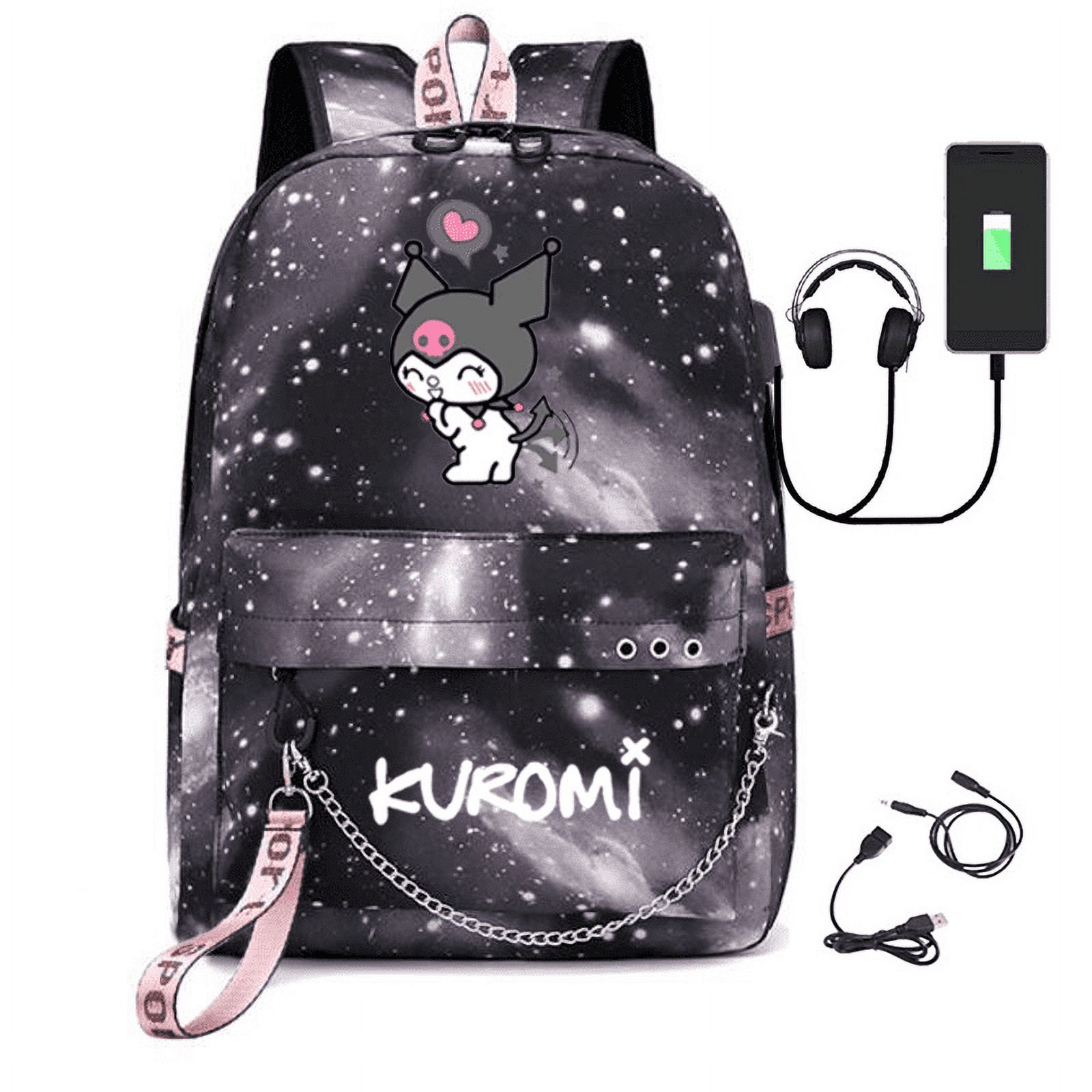 Kuromi Chloe Print USB Cute Backpack Casual School Bag 