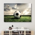 thumbnail image 3 of wall26 Canvas Print Wall Art Sunlight Cloudy Sky Soccer Ball Green Field Sports &amp; Fitness Athletes Photography Realism Boy's Bedroom Decorative Urban Rustic for Living Room, Bedroom, Office - 32&, 3 of 5