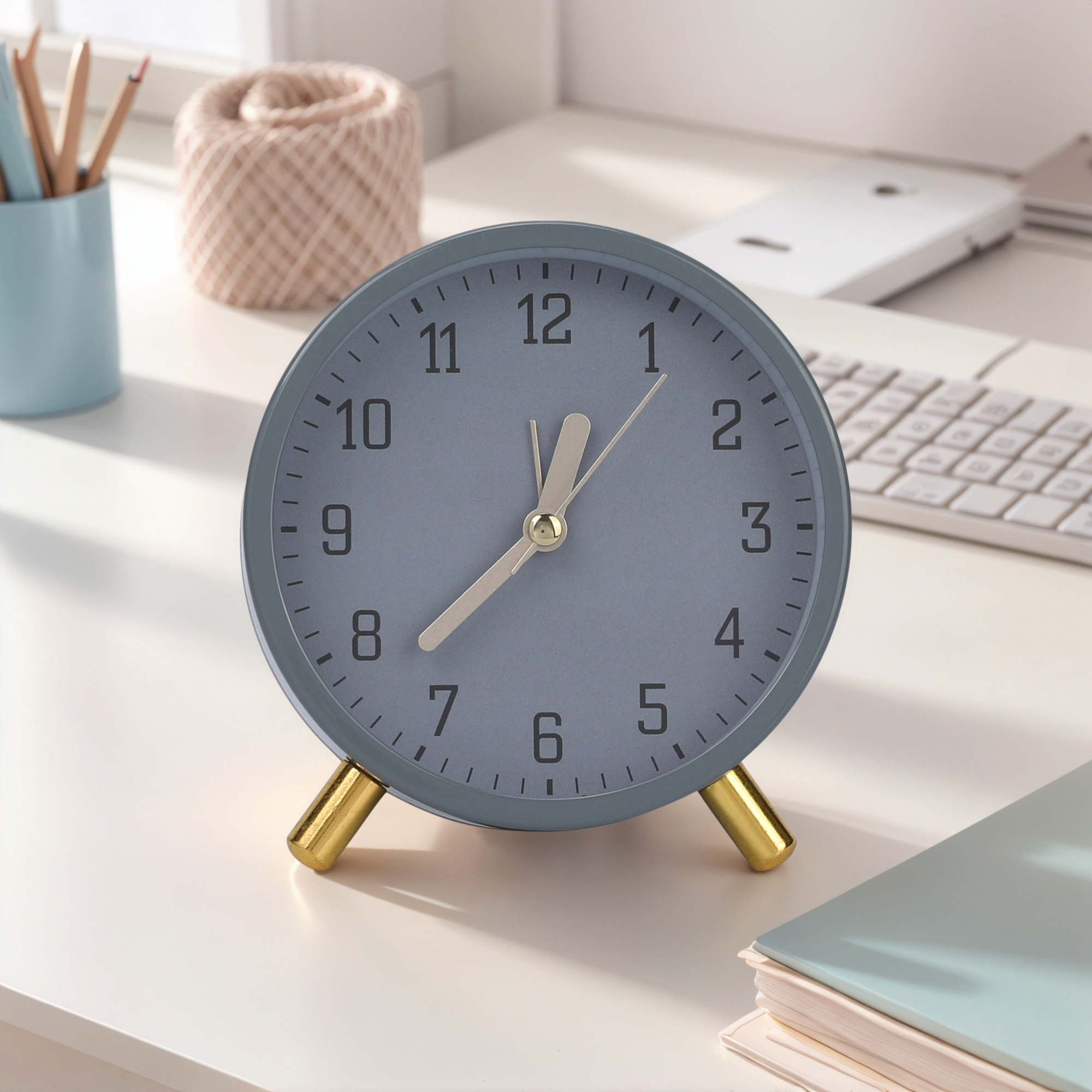 Unique Bargains 1pc Metal Frame Non-Tick Mechanical Alarm Clock 4.3" x 2.2" x 4.5" Gray