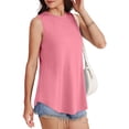 thumbnail image 5 of Women's Sleeveless Round Neck Solid Color Pullover Tank Top Camisole Casual Fashionable Loose Fit Breathable Summer Beachwear | CSEONE,Pink XL, 5 of 9