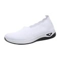 thumbnail image 2 of Women's Hollow Knitted Slip On Walking Shoes Comfortable Breathable Mesh Shoes Lightweight Sneakers Soft-Soled Flat Shoes, 2 of 9