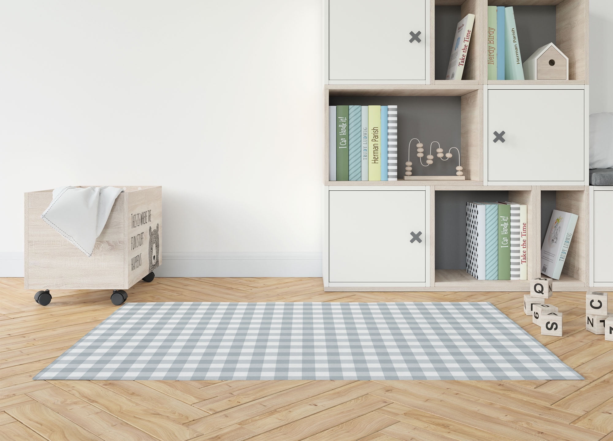 Proper Gingham Slate Blue Kids Play Mat
