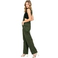 thumbnail image 2 of Revolt Women's Juniors Plus Size Baggy Straight Leg Twill Overalls  (Olive, 14), 2 of 3