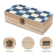 thumbnail image 3 of 7.9×2.3 In Wooden Boxes Durable Easy To Use Dustproof Prevent Slippery Delicate And Cabinet LightSteelBlue Retro Houndstooth_4, 3 of 8