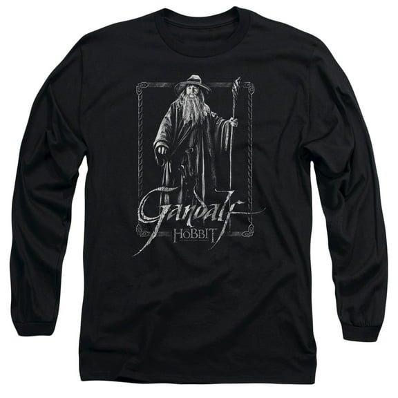The Hobbit Gandalf Stare Long Sleeve Adult 18/1 T-Shirt Black