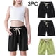 thumbnail image 1 of Odeerbi 2-10 Años Niños Niñas 3 Pcs Verano Algodón Lino Pantalones Cortos Entrenamiento Deportivos Cortos Lindo Color Sólido Pantalones Cortos Suaves Respirables, 1 of 9