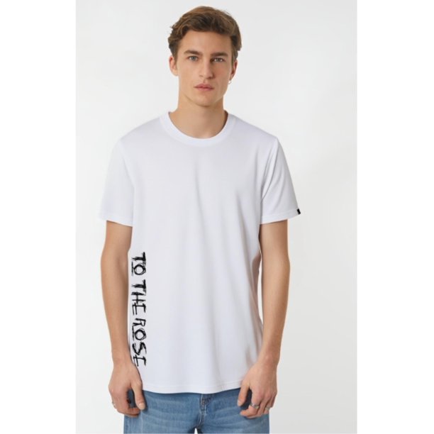 Men's Casual Fashion T-Shirt with Letter Print - Crew Neck, Short Sleeve, Stretch Fabric, Machine Washable - Perfect for Summer