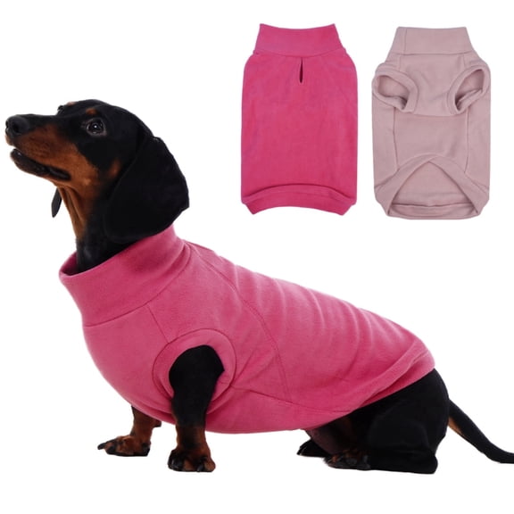 IECOii 2 Pack Dog Sweaters Vest Fleece, Warm Fall Winter Coat for Small Dogs with Leash Hole, Soft Stretchy Pet Pullover Clothes for Indoor Outdoor Walking (Size M, Rose Red & Dusty Pink)