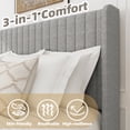 thumbnail image 6 of Frostbloom Full Size Linen Fabric Upholstered Bed with Wingback Headboard, Light Gray, 6 of 8
